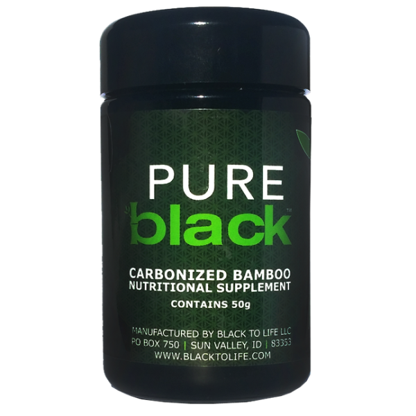 Pure Black Carbonized Bamboo Supplement - Natural Detox and Digestive Support