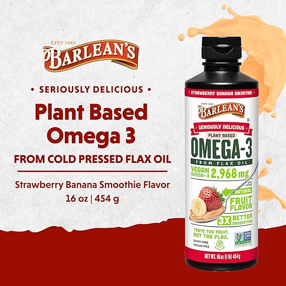 Barlean’s Strawberry Banana Swirl (16 oz) - Omega-3 Nutrition in a Delicious Swirl - Image 2
