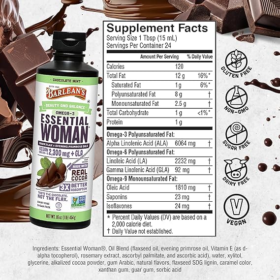Barlean’s Essential Woman’s Chocolate Mint (12 fl oz) - Nourish and Balance Naturally - Image 6