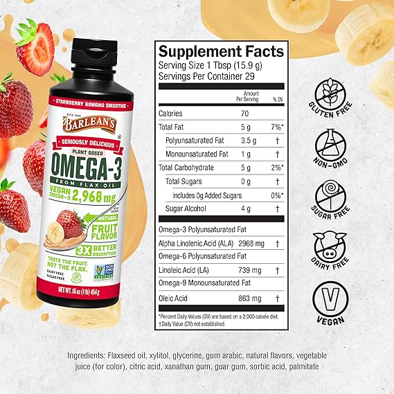 Barlean’s Strawberry Banana Swirl (16 oz) - Omega-3 Nutrition in a Delicious Swirl - Image 6