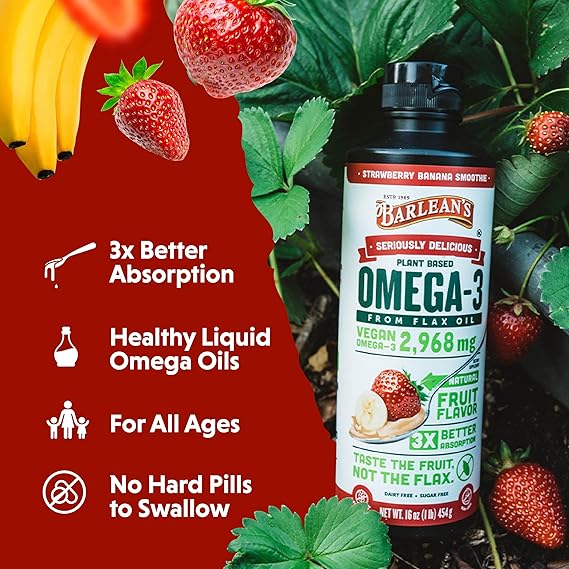 Barlean’s Strawberry Banana Swirl (16 oz) - Omega-3 Nutrition in a Delicious Swirl - Image 4